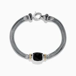 Bracelets|Effy Jewelry 925 Sterling Silver u0026 14K Yellow Gold Onyx Bracelet