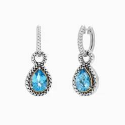 Earrings|Effy Jewelry 925 Sterling Silver u0026 18K Yellow Gold Blue Topaz Earrings, 4.56 TCW