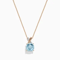 Necklaces & Pendants|Effy Jewelry Aquarius 14K Rose u0026 White Gold Aquamarine and Diamond Pendant