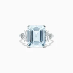 Rings|BH Multi Aquarius 14K White Gold Aquamarine and Diamond Ring, 5.05 TCW