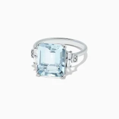 Rings|BH Multi Aquarius 14K White Gold Aquamarine and Diamond Ring, 5.05 TCW