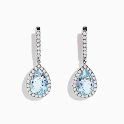 Earrings|Effy Jewelry Aquarius 14K White Gold Aquamarine and Diamond Drop Earrings
