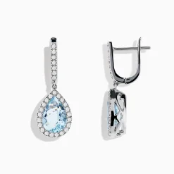 Earrings|Effy Jewelry Aquarius 14K White Gold Aquamarine and Diamond Drop Earrings
