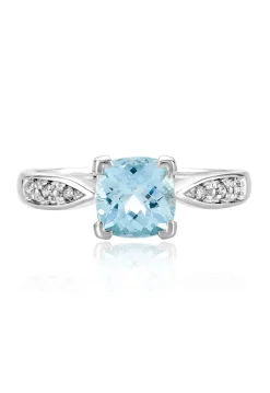 Rings|Effy Jewelry Aquarius 14K White Gold Aquamarine and Diamond Ring, 1.35 TCW