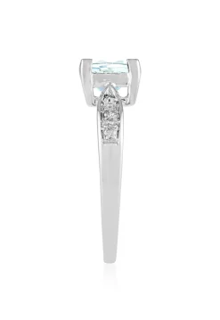 Rings|Effy Jewelry Aquarius 14K White Gold Aquamarine and Diamond Ring, 1.35 TCW