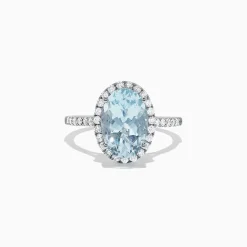 Rings|Effy Jewelry Aquarius 14K White Gold Aquamarine and Diamond Ring, 3.45 TCW