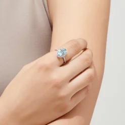 Rings|Effy Jewelry Aquarius 14K White Gold Aquamarine and Diamond Ring, 3.45 TCW