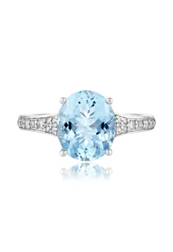 Rings|Effy Jewelry Aquarius 14K White Gold Aquamarine and Diamond Ring, 3.30 TCW