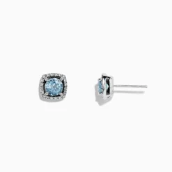 Earrings|Effy Jewelry Aquarius 14K White Gold Aquamarine and Diamond Earrings, 0.88 TCW
