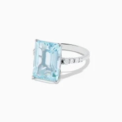 Rings|Effy Jewelry Aquarius 14K White Gold Aquamarine and Diamond Cocktail Ring