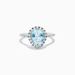 Rings|Effy Jewelry Aquarius 14K White Gold Aquamarine and Diamond Teardrop Ring