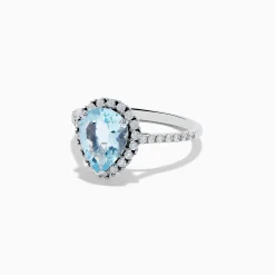 Rings|Effy Jewelry Aquarius 14K White Gold Aquamarine and Diamond Teardrop Ring