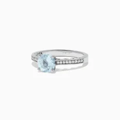 Rings|BH Multi Aquarius 14K White Gold Aquamarine and Diamond Ring, 1.09 TCW