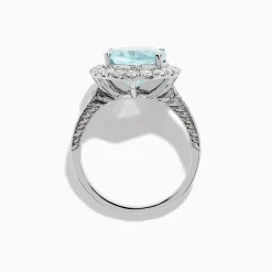 Rings|Effy Jewelry Aquarius 14K White Gold Aquamarine and Diamond Oval Ring