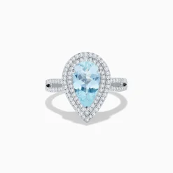 Rings|Effy Jewelry Aquarius 14K White Gold Aquamarine and Diamond Cocktail Ring