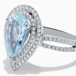 Rings|Effy Jewelry Aquarius 14K White Gold Aquamarine and Diamond Cocktail Ring