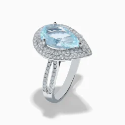 Rings|Effy Jewelry Aquarius 14K White Gold Aquamarine and Diamond Cocktail Ring