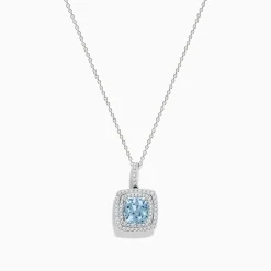 Necklaces & Pendants|Effy Jewelry Aquarius 14K White Gold Aquamarine and Diamond Pendant