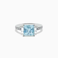 Rings|Effy Jewelry Aquarius 14K White Gold Diamond and Aquamarine Ring