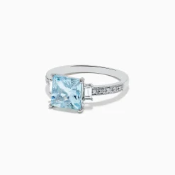 Rings|Effy Jewelry Aquarius 14K White Gold Diamond and Aquamarine Ring