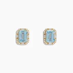 Earrings|Effy Jewelry Aquarius 14K Yellow Gold Aquamarine and Diamond Earrings