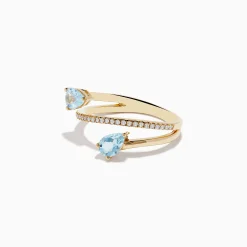 Rings|Effy Jewelry Aquarius 14K Yellow Gold Aquamarine and Diamond Ring