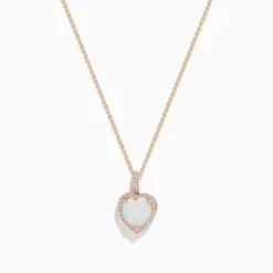 Necklaces & Pendants|Effy Jewelry Aurora 14K Rose Gold Diamond and Heart Opal Pendant