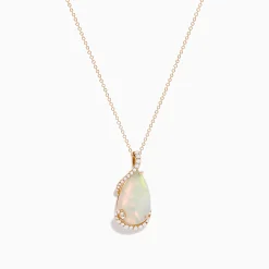 Necklaces & Pendants|Effy Jewelry Aurora 14K Rose Gold Opal and Diamond Pendant