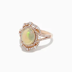Rings|BH Multi Aurora 14K Rose Gold Opal and Diamond Cocktail Ring, 4.06 TCW