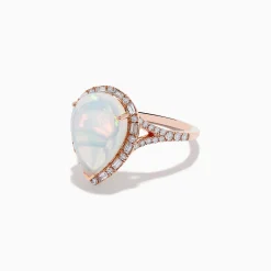 Rings|Effy Jewelry Aurora 14K Rose Gold Pear Shaped Opal and Diamond Ring