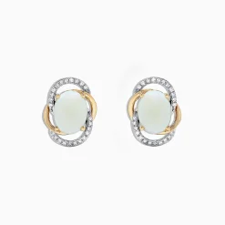 Earrings|Effy Jewelry Aurora 14K Two Tone Gold Opal and Diamond Stud Earrings, 2.06 TCW