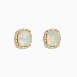 Earrings|Effy Jewelry Aurora 14K Yellow Gold Diamond and Opal Stud Earrings