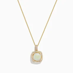 Necklaces & Pendants|BH Multi Aurora 14K Yellow Gold Opal and Diamond Pendant, 1.41 TCW