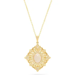 Necklaces & Pendants|Effy Jewelry Aurora 14K Yellow Gold Opal and Diamond Pendant, 1.24 TCW