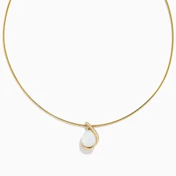 Necklaces & Pendants|Effy Jewelry Aurora 14K Yellow Gold Opal and Diamond Snake Chain