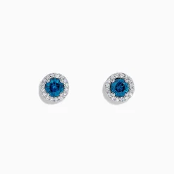 Earrings|BH Multi Bella Bleu 14K Gold Blue and White Diamond Stud Earrings, 0.71 TCW