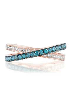 Rings|Effy Jewelry Bella Bleu 14K Rose Gold Blue u0026 White Diamond Crossover Ring, 0.57 TCW