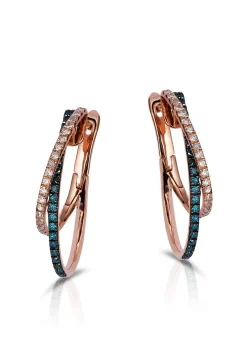 Earrings|Effy Jewelry Bella Bleu 14K Rose Gold Blue and White Diamond Earrings, 0.58 TCW