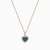 Necklaces & Pendants|Effy Jewelry Bella Bleu 14K Rose Gold Blue and White Diamond Heart Pendant