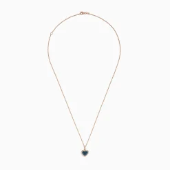 Necklaces & Pendants|Effy Jewelry Bella Bleu 14K Rose Gold Blue and White Diamond Heart Pendant