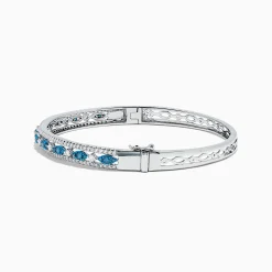 Bracelets|BH Multi Bella Bleu 14K White Gold Blue and White Diamond Bangle, 1.27 TCW