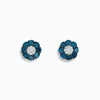 Earrings|Effy Jewelry Bella Bleu 14K White Gold Blue and White Diamond Flower Stud Earrings