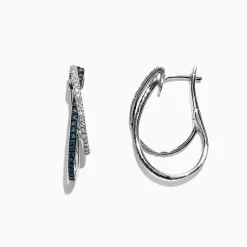 Earrings|Effy Jewelry Bella Bleu 14K White Gold Blue and White Diamond Earrings, 0.58 TCW