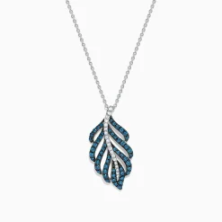 Necklaces & Pendants|Effy Jewelry Bella Bleu 14K White Gold Blue and White Diamond Pendant, 0.86 TCW