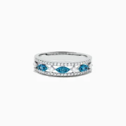 Rings|BH Multi Bella Bleu 14K White Gold Blue and White Diamond Ring, 0.42 TCW
