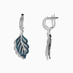 Earrings|Effy Jewelry Bella Bleu 14K White Gold Blue and White Diamond Earrings, 1.54 TCW