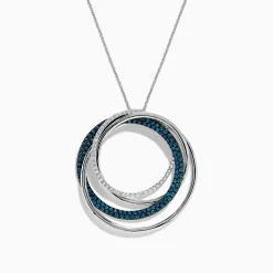 Necklaces & Pendants|BH Multi Bella Bleu 14K White Gold Blue and White Diamond Pendant, 0.98 TCW