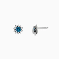 Earrings|Effy Jewelry Bella Bleu 14K White Gold Blue and White Diamond Earrings 0.80 TCW