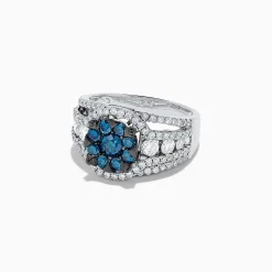 Rings|BH Multi Bella Bleu 14K White Gold Blue and White Diamond Ring, 2.16 TCW