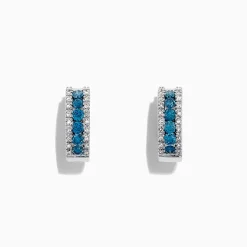 Earrings|BH Multi Bella Bleu 14K White Gold Blue u0026 White Diamond Hoop Earrings, 0.92 TCW